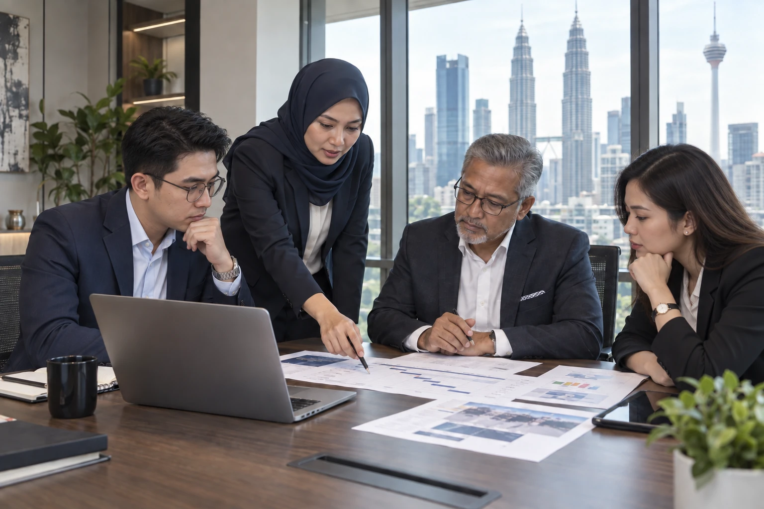 Business leaders reviewing a technology roadmap together