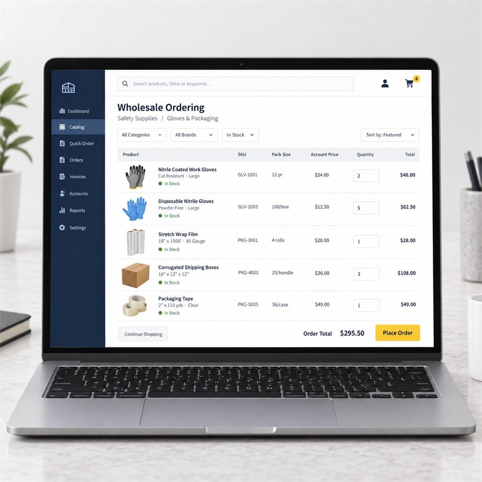 Illustrative B2B Ordering Portals interface