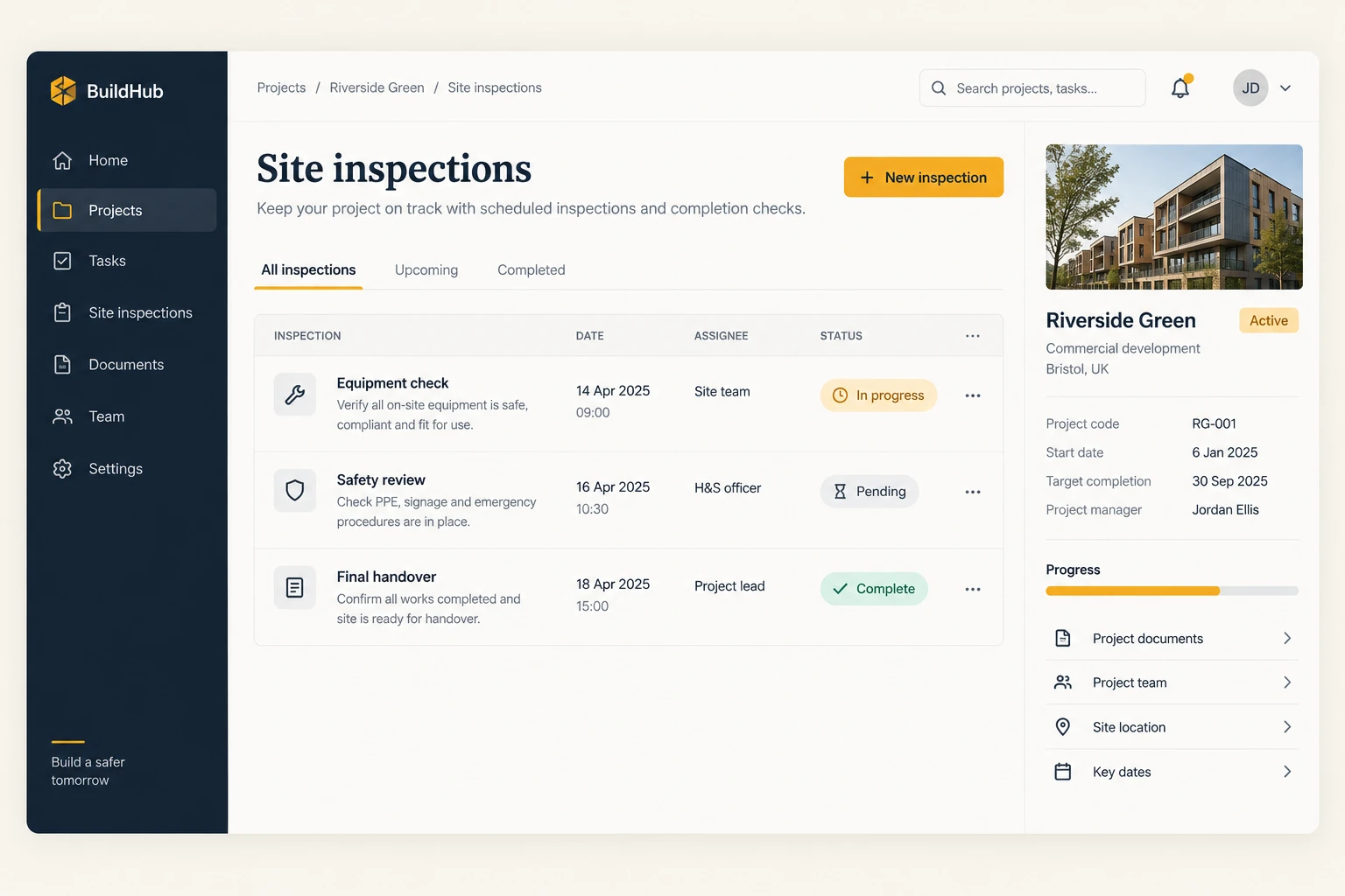 Illustrative industry software interface