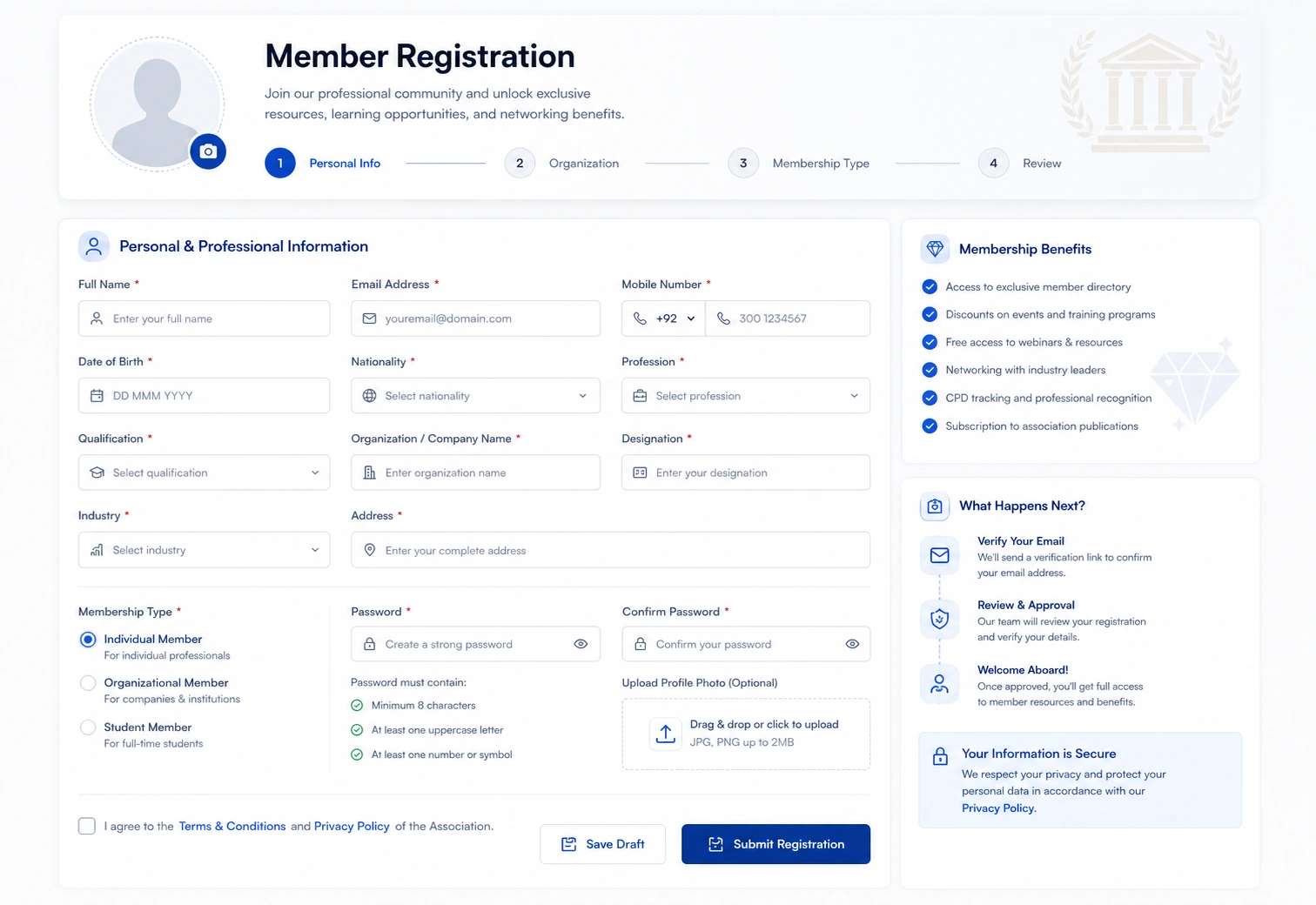 Members-only resource library organised by category