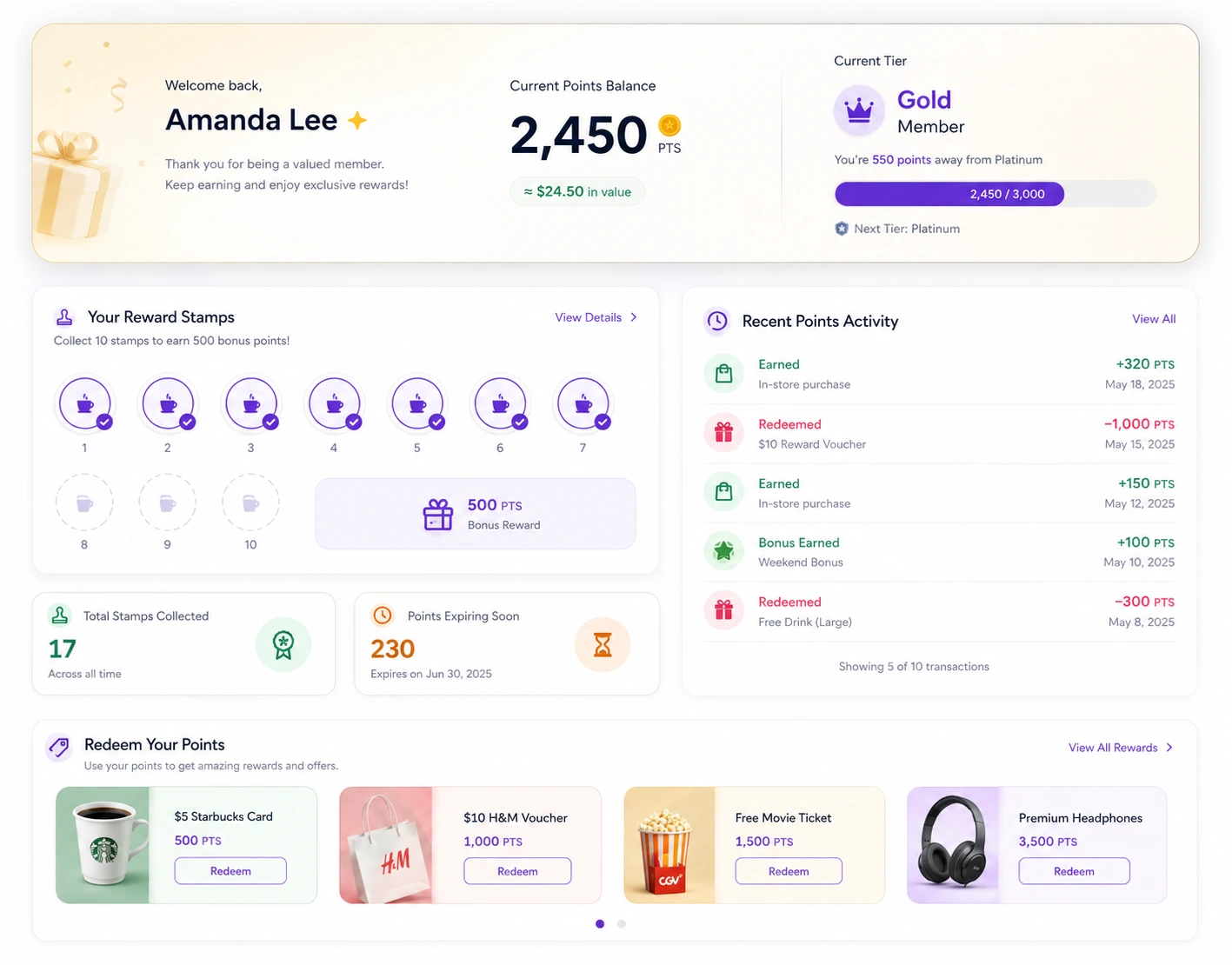 Member sign-up and community landing screen from a loyalty platform built by UNO