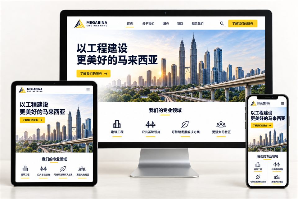 简体中文 website shown on desktop, tablet and mobile